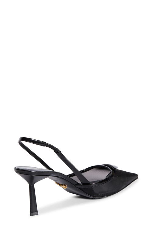 Prada 75 Logo Leather-trimmed Slingback Pumps In Nero