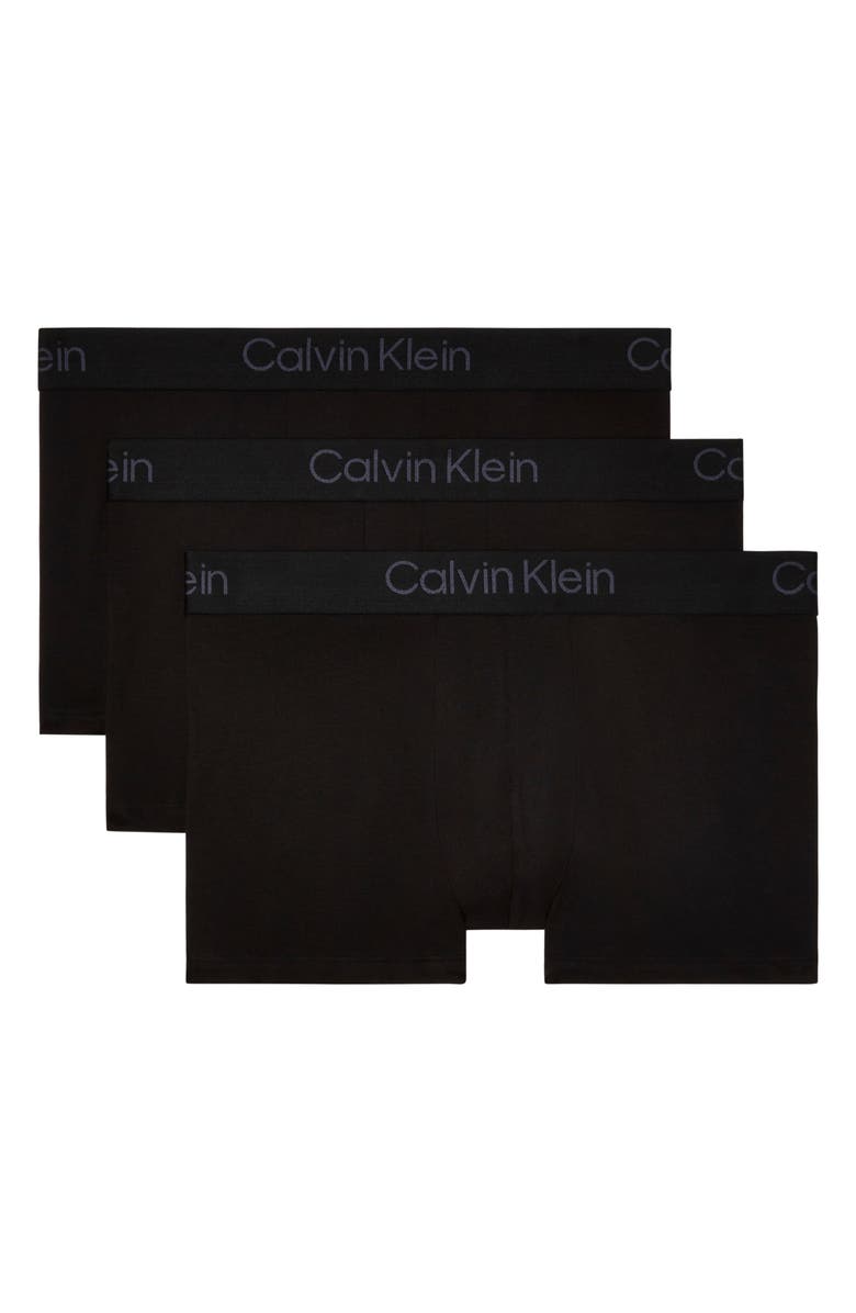 Calvin Klein 3-Pack Stretch Modal Trunks, Alternate, color, Ub1 Black/Black