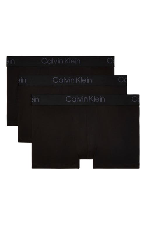 Calvin Klein 3-pack Stretch Modal Trunks In Ub1 Black/black