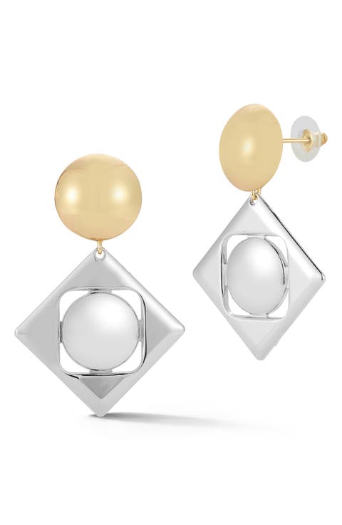 Large Two-Tone Drop Earrings
