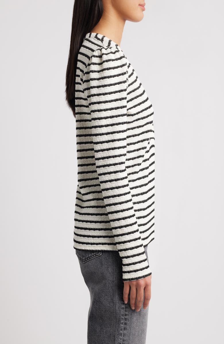 GIBSONLOOK The Amelia Stripe Henley Top, Alternate, color, Cream/ Black Stripe
