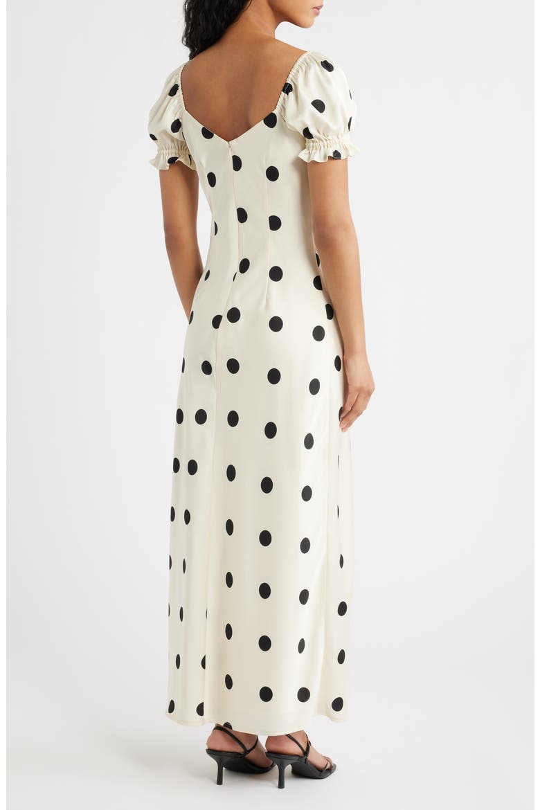 Keaton Dot Puff Sleeve Maxi Dress, Alternate, color, IVORY / BLACK POLKA DOT
