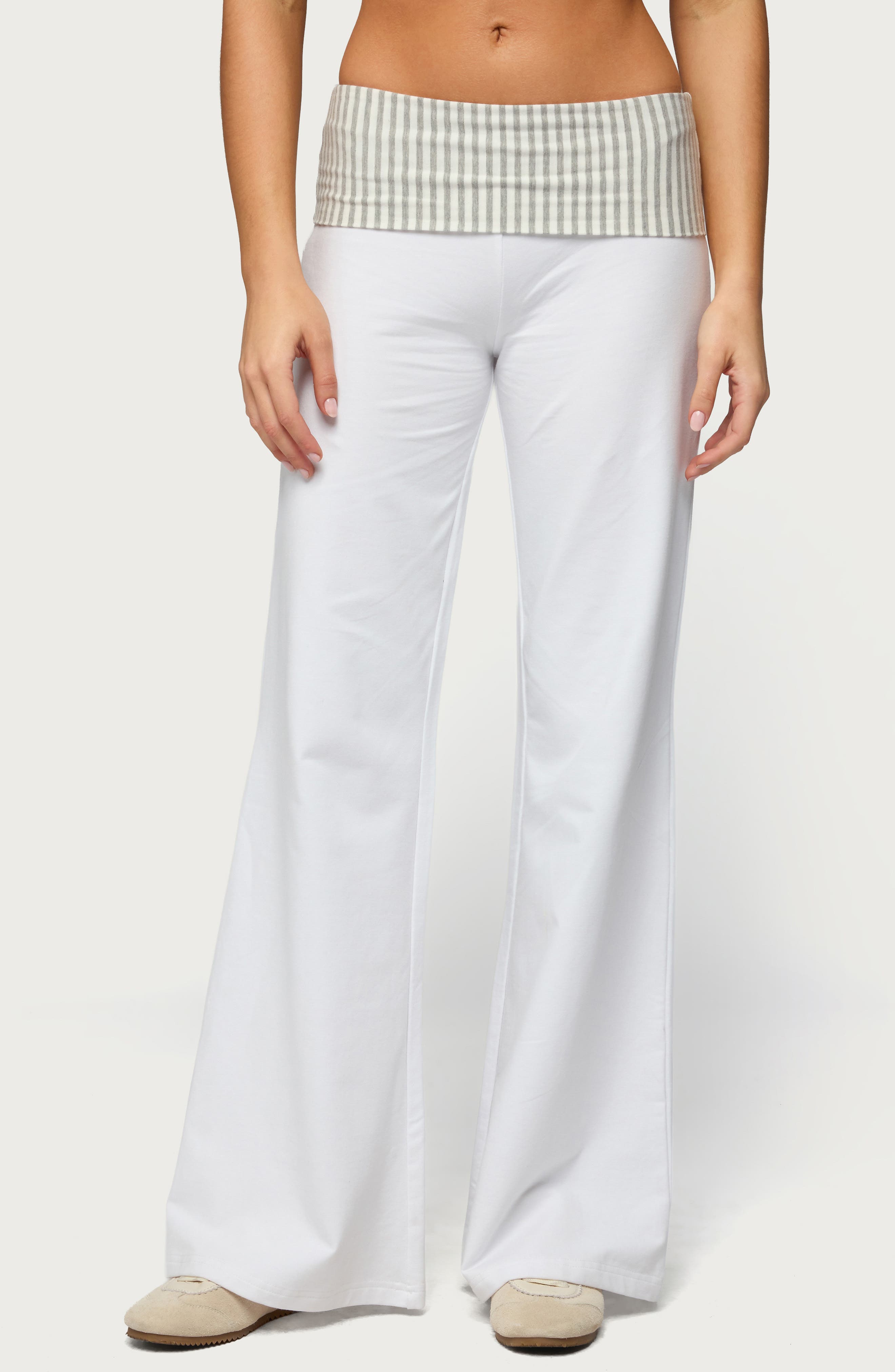 Meshey Striped Foldover Pants
