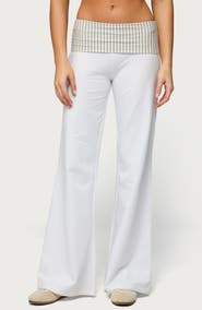 EDIKTED Meshey Striped Foldover Pants