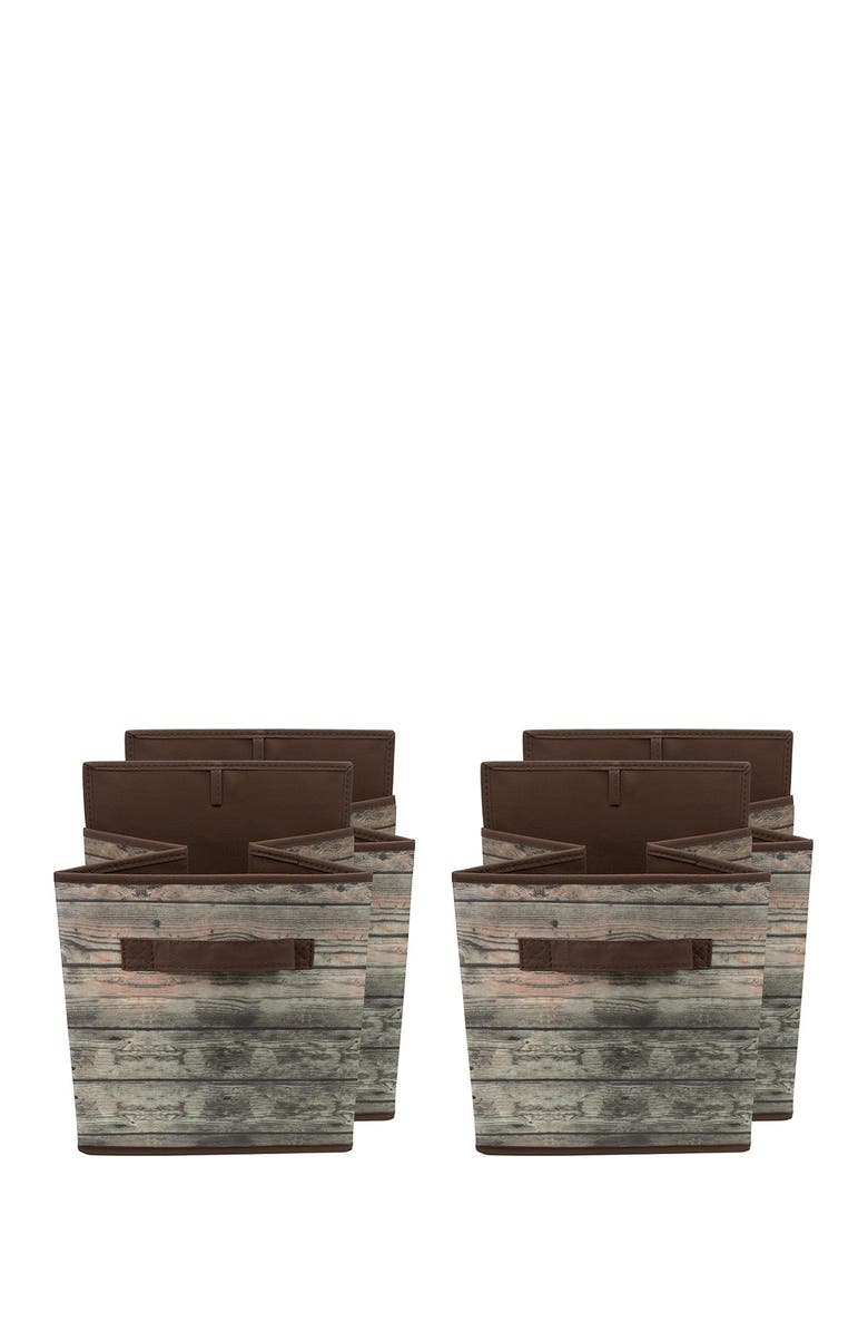 SORBUS Brown Storage Cube Wood Basket Bin - Set of 4, Alternate, color, Brown