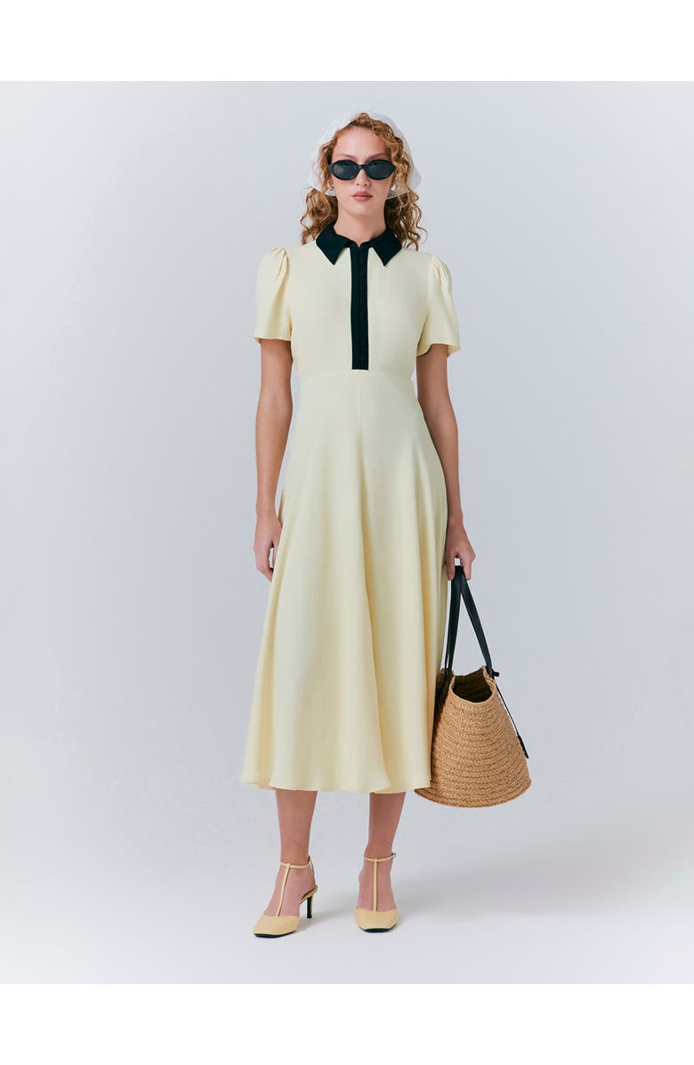 Ghost London Bethan Crepe Midi Shirt Dress, Main, color, Yellow
