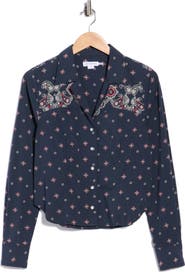 Good American Dolly Tailored Bandana Print Cotton Poplin Camp Shirt