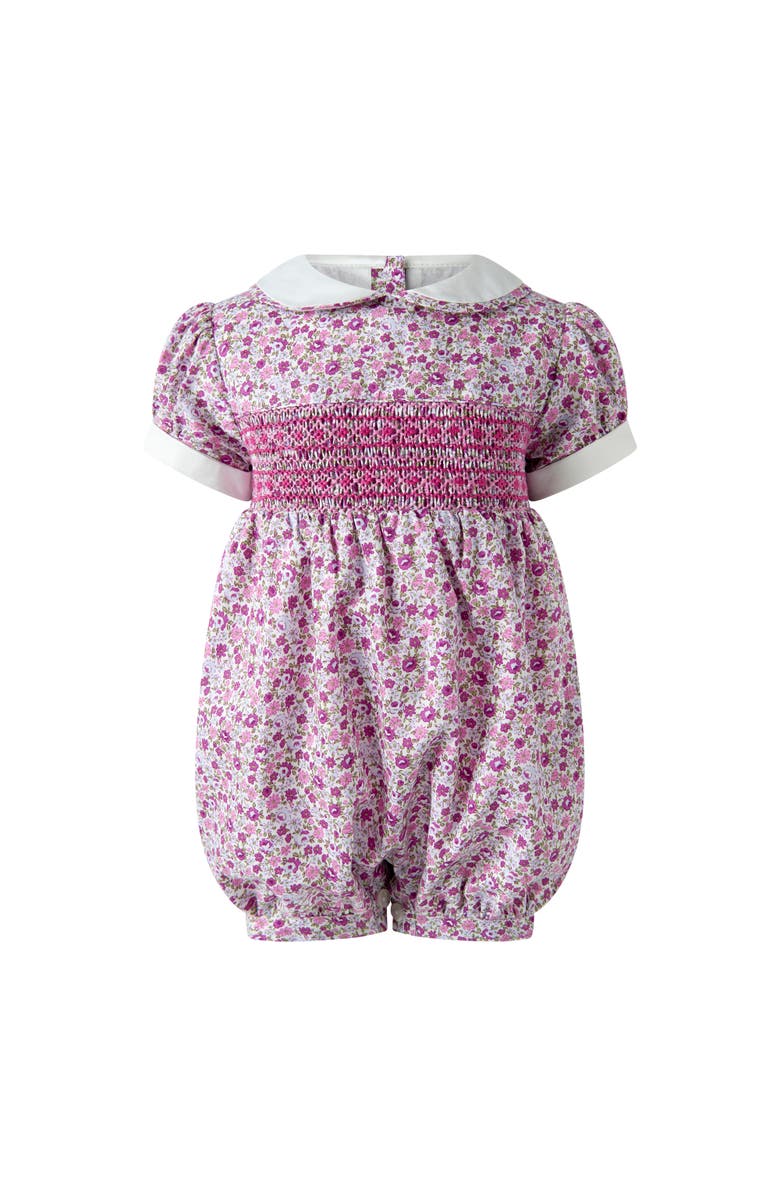 Rachel Riley Ditsy Floral Smocked Babysuit, Main, color, Purple