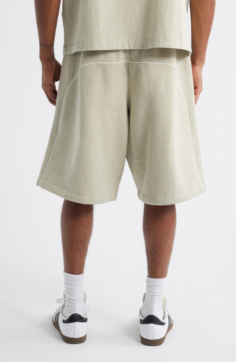 Fear of God Essentials Fleece Basketball Sweat Shorts, Alternate, color, Heather Stone/ Cloud White