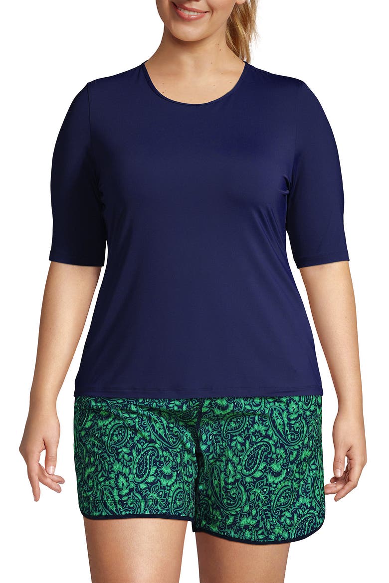 SunShade UPF 50 Elbow Sleeve Rash Guard Swim Tee, Alternate, color, Deep Sea Navy