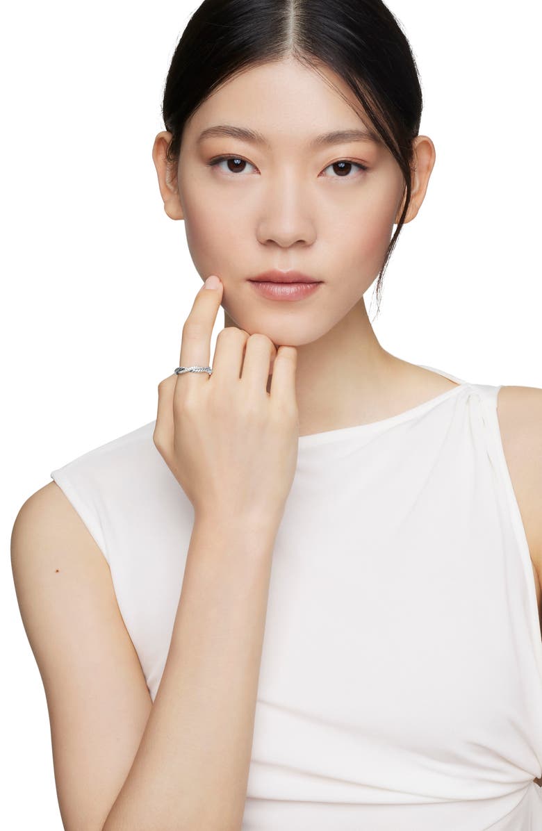 David Yurman Petite Infinity Band Ring in Sterling Silver with Pavé Diamonds, Alternate, color, 