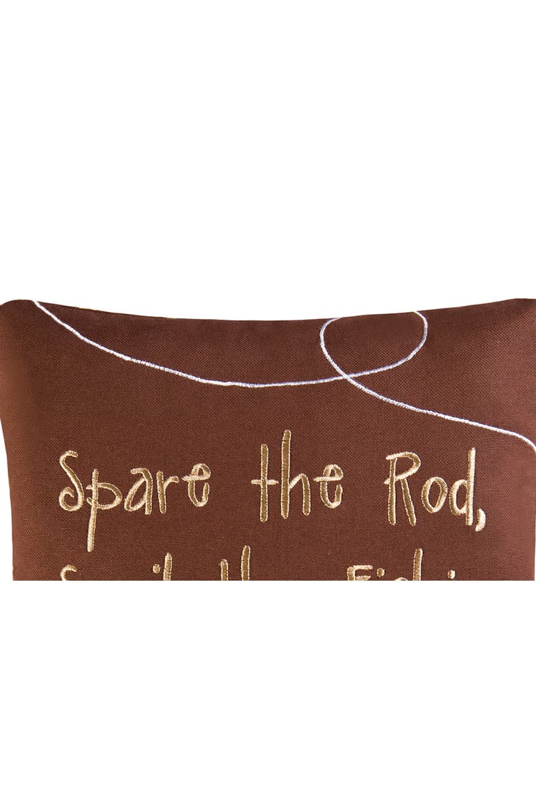 Spoil The Fishin Embroidered Accent Pillow, Alternate, color, Brown