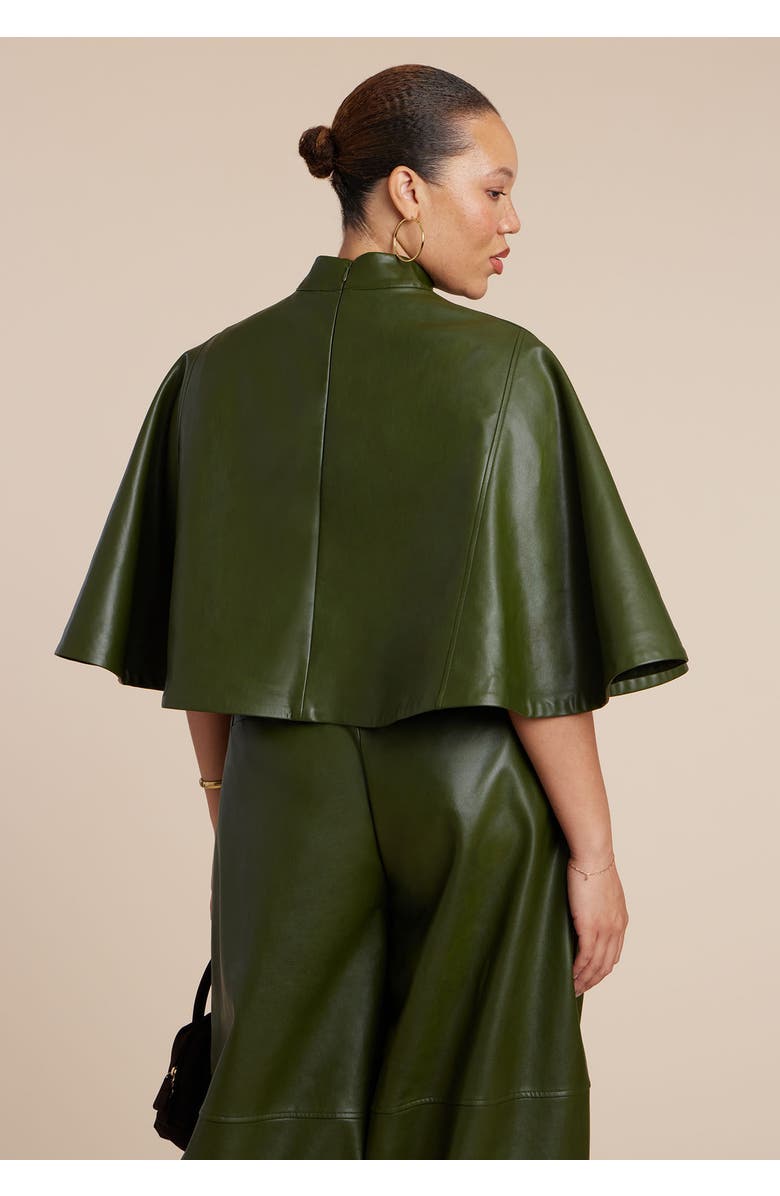 ELOQUII Faux Leather Cape Top, Alternate, color, Dark Forest Green