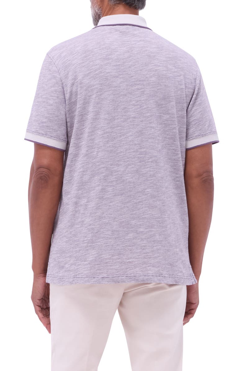 Bugatchi Cotton & Linen Quarter Zip Polo, Alternate, color, Plum