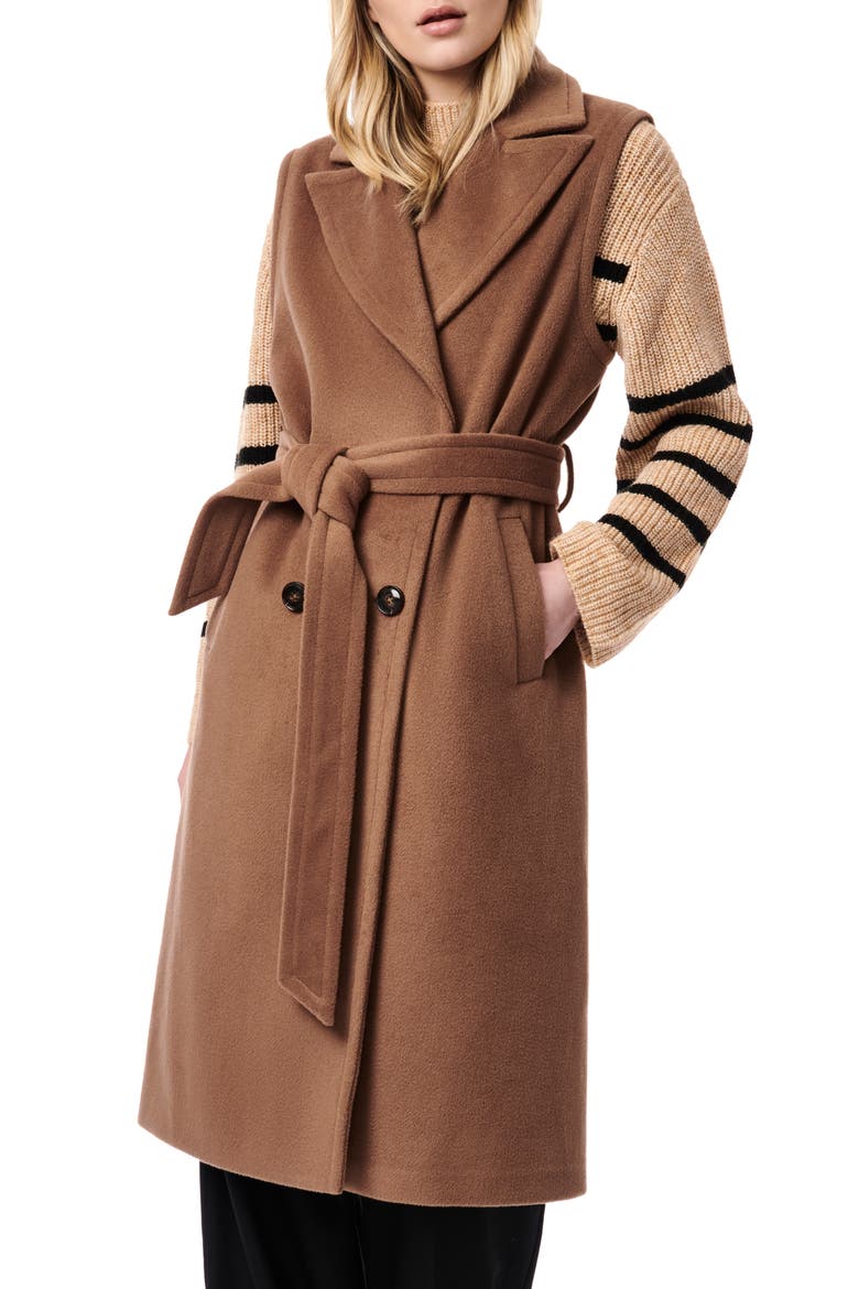 Double Breasted Longline Vest, Main, color, CAMEL
