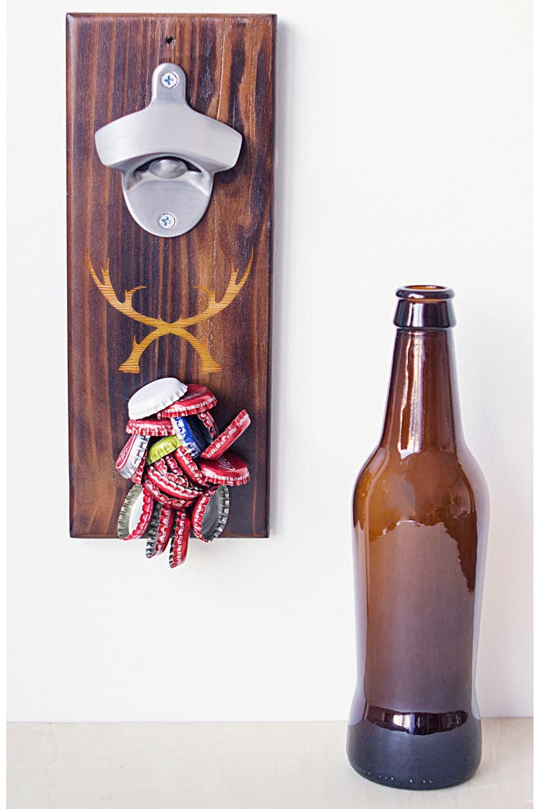'Rustic Antler' Wall Mount Bottle Opener, Main, color, BROWN