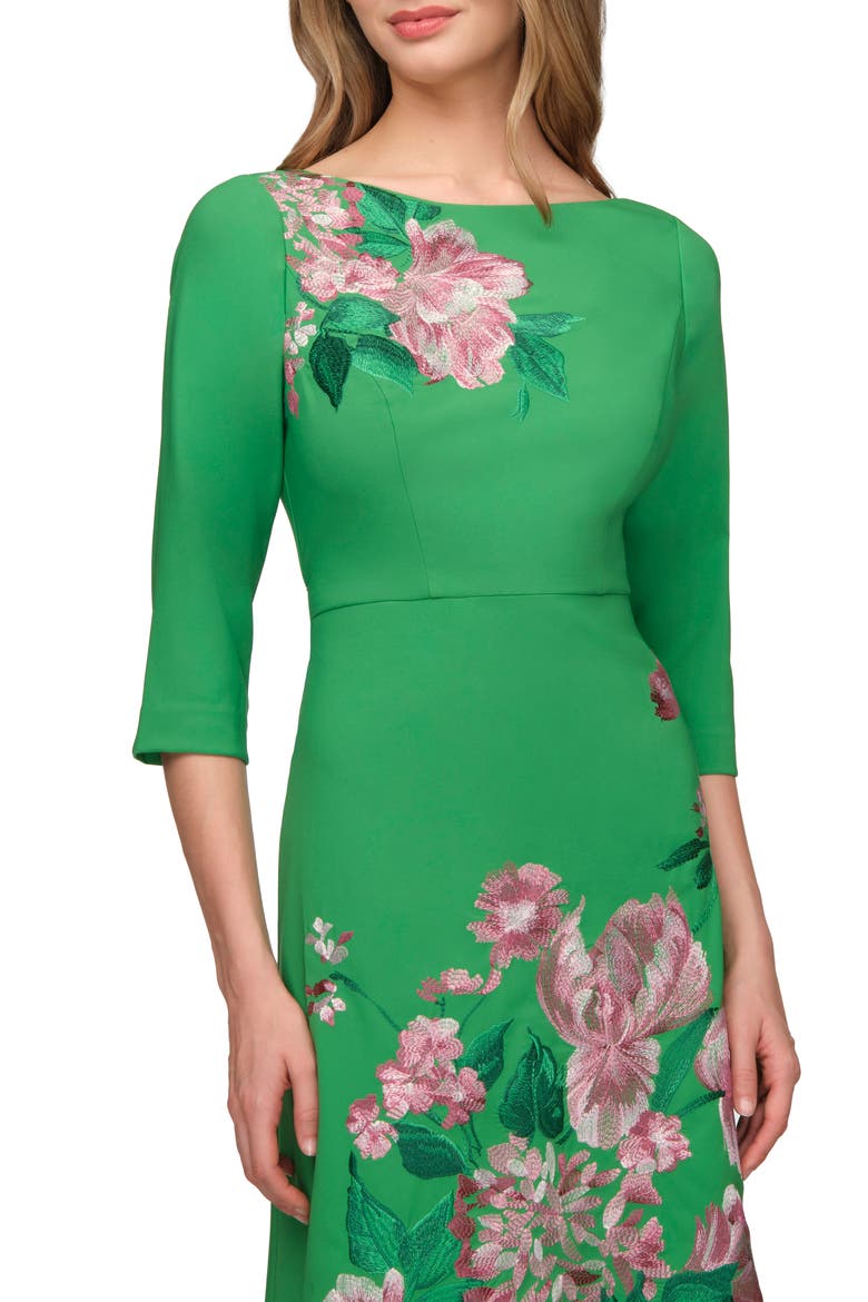 Greta Floral Embroidered Gown, Alternate, color, CLOVER
