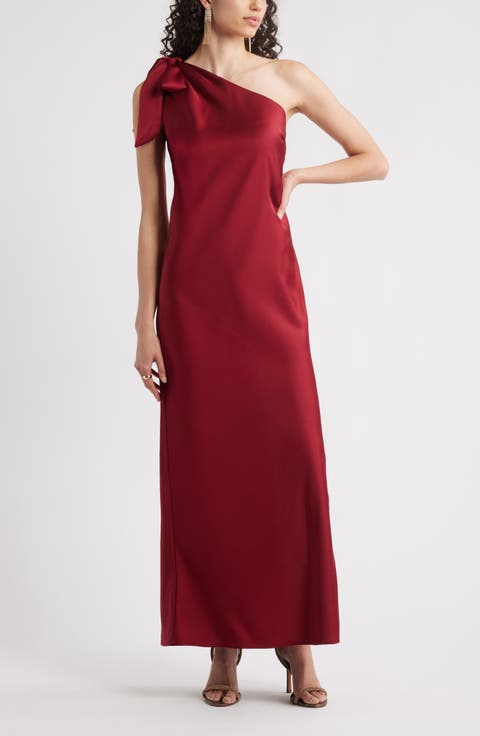 Bow One-Shoulder Maxi Dress