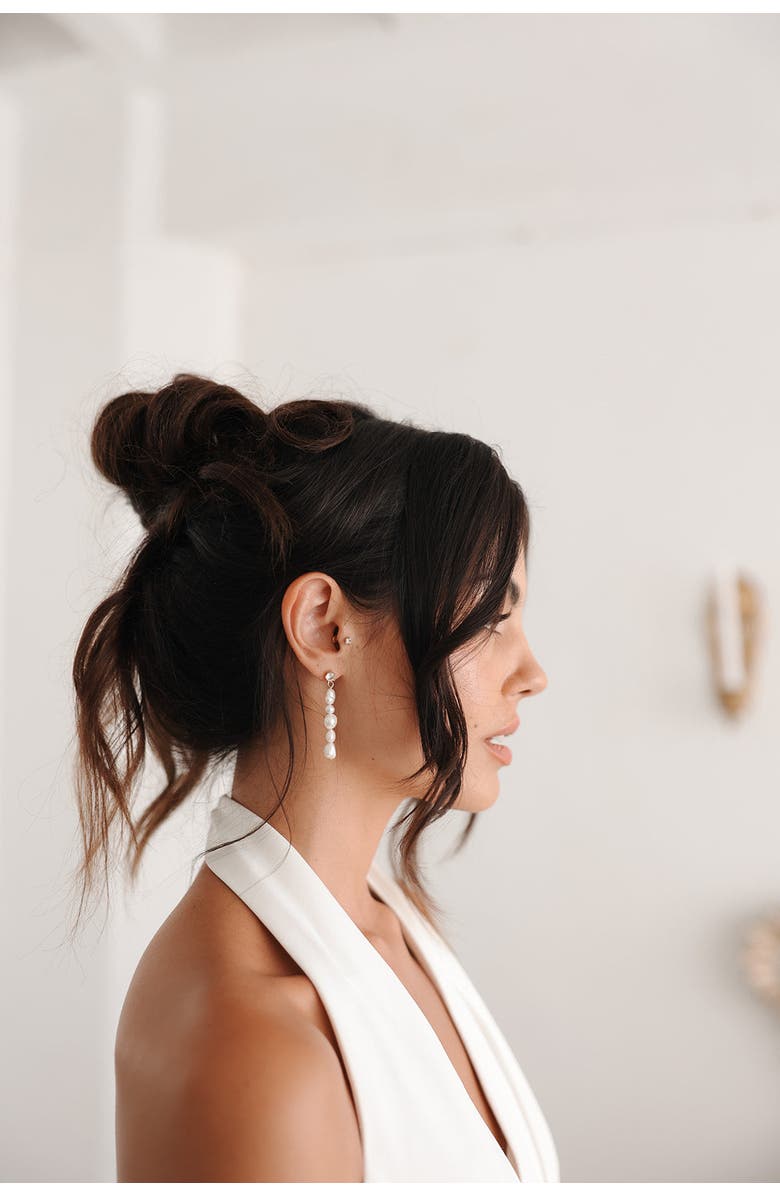 Untamed Petals Selena Pearl Drops, Alternate, color, Silver