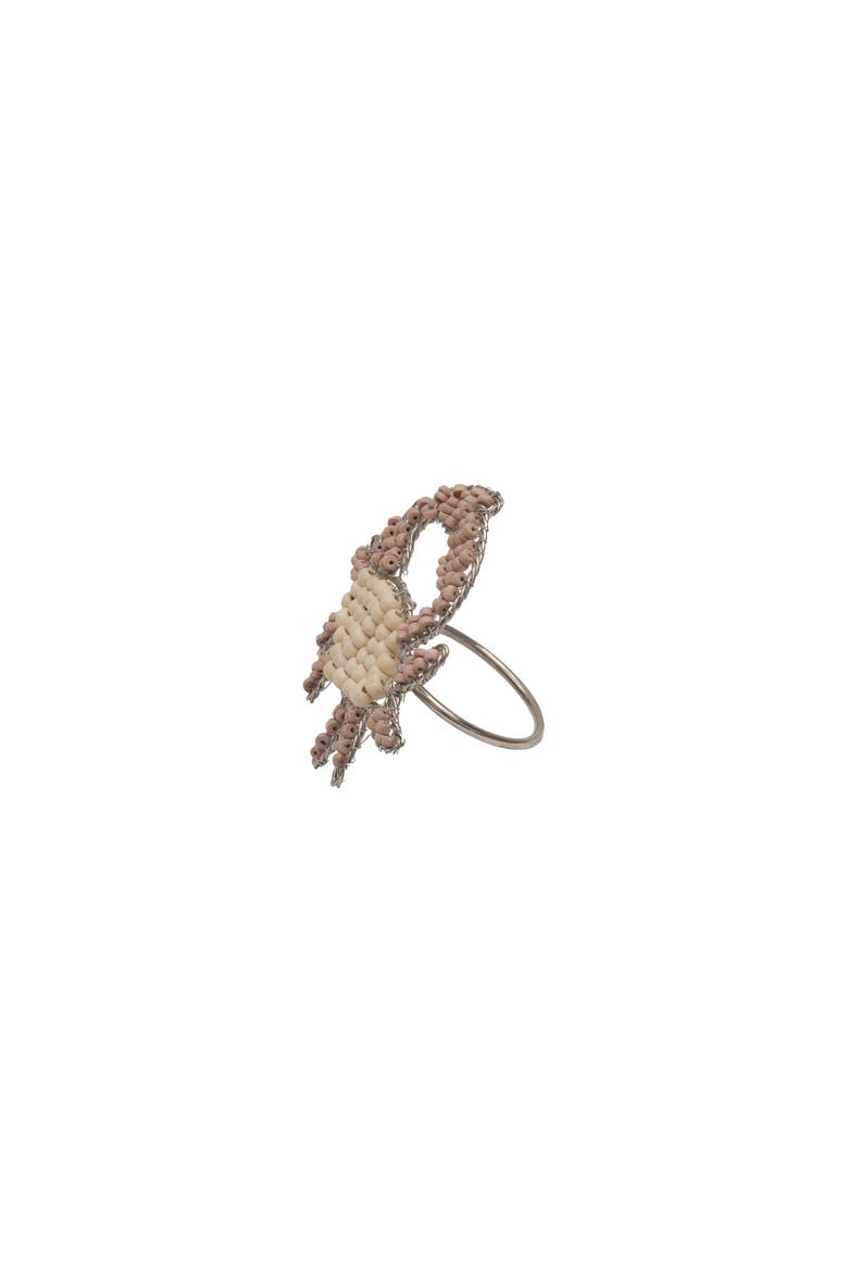 Napkin Rings Crab - Wood and Metal, Alternate, color, Beige