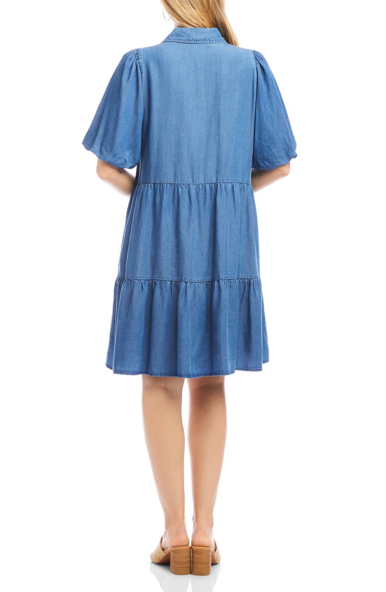 Karen Kane Tiered Denim Shirtdress, Alternate, color, Blue