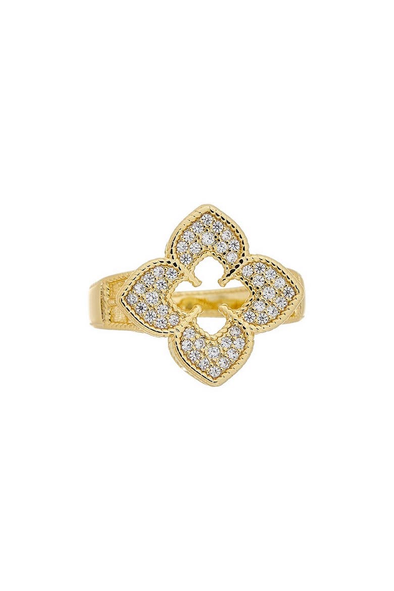 Cubic Zirconia Quatrefoil Ring, Main, color, GOLD
