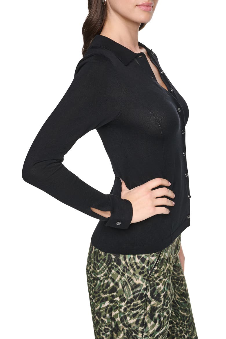 Colorblock Cotton Cardigan, Alternate, color, BLACK/BLACK