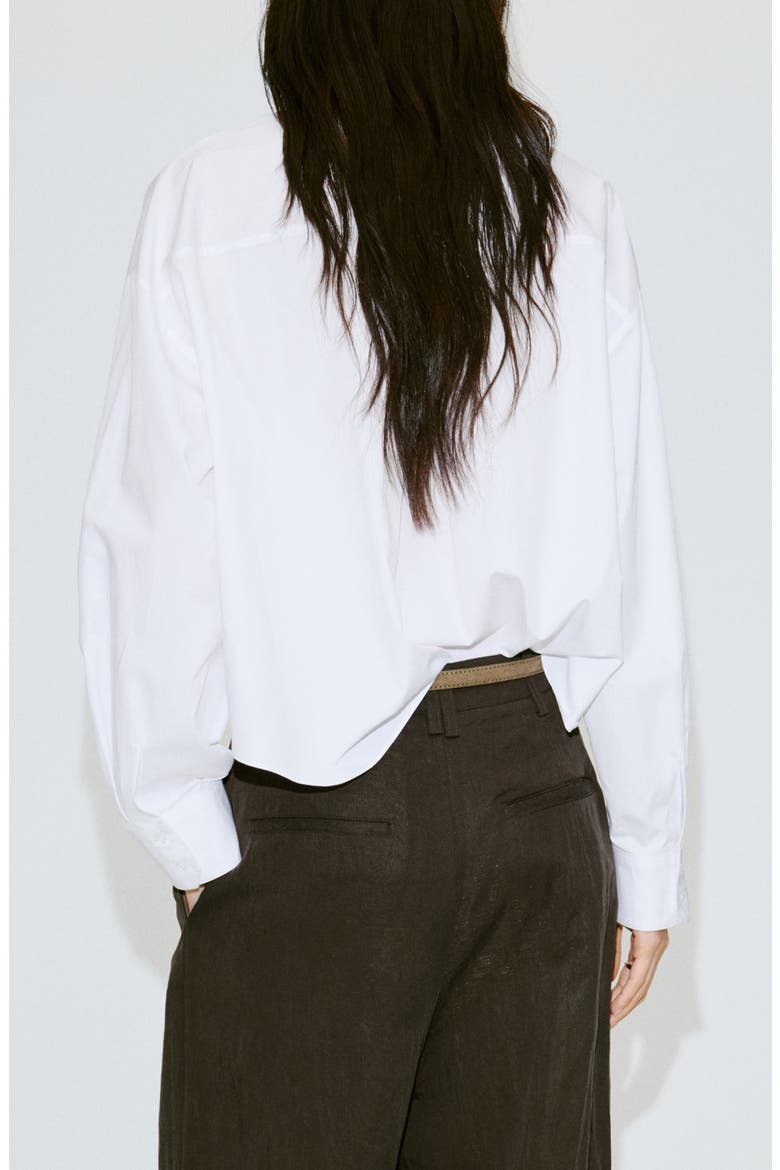 Crop Button-Up Shirt, Alternate, color, OFF WHITE