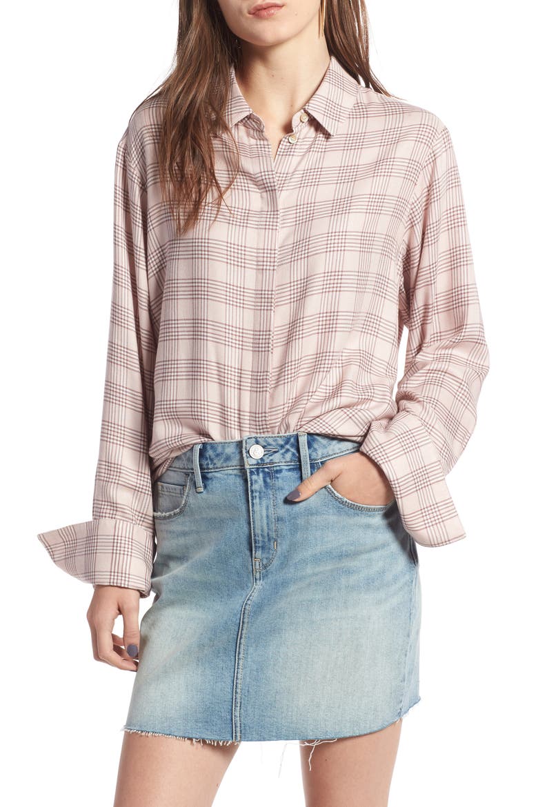 Glen Plaid Shirt, Main, color, PINK HUSH CHECK