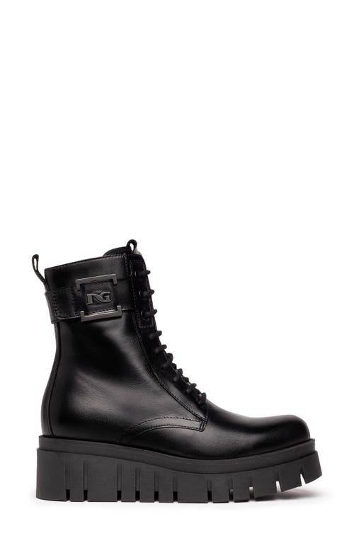 Nerogiardini Logo Plate Platform Wedge Bootie In Black