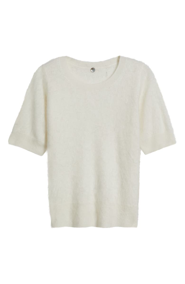 MARGARET O'LEARY Brushed Cashmere Short Sleeve Sweater, Alternate, color, Chalk