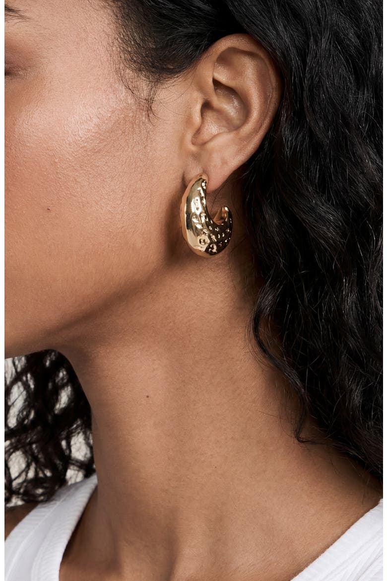 Textured Small Hoop Earrings, Alternate, color, GOLD