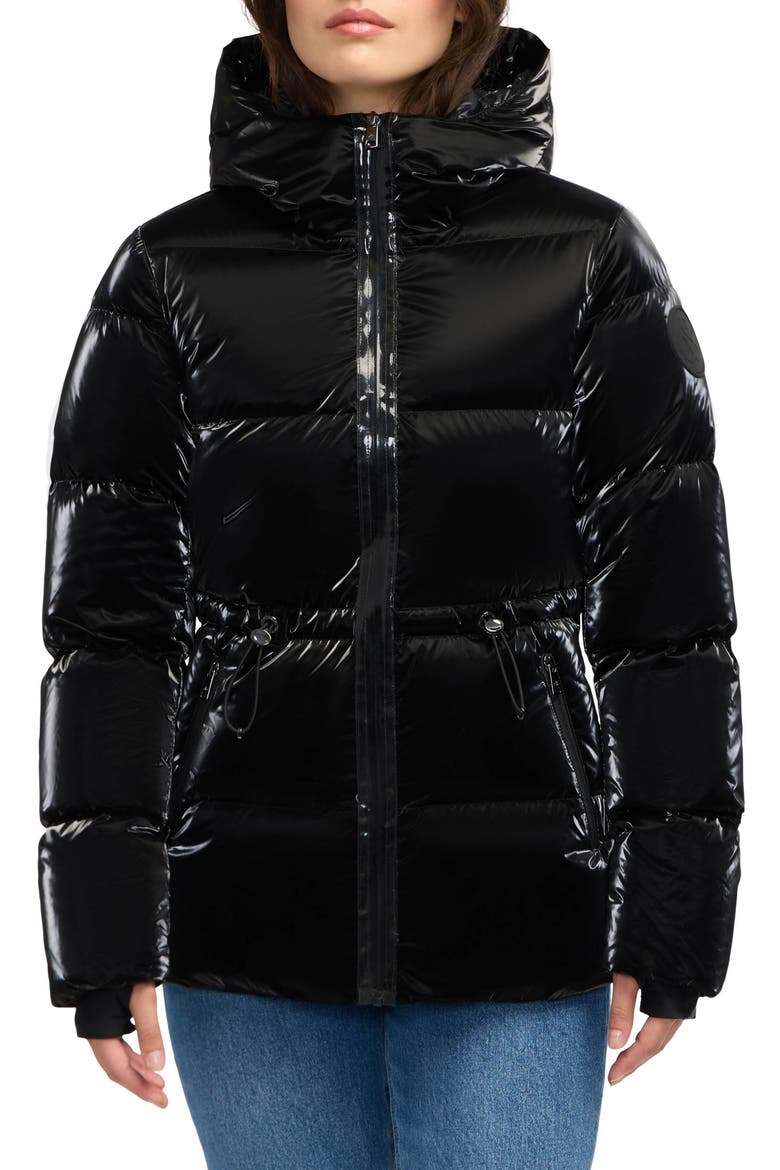 Enola Water Repellent Channel Quilted Down Jacket, Main, color, BLACK