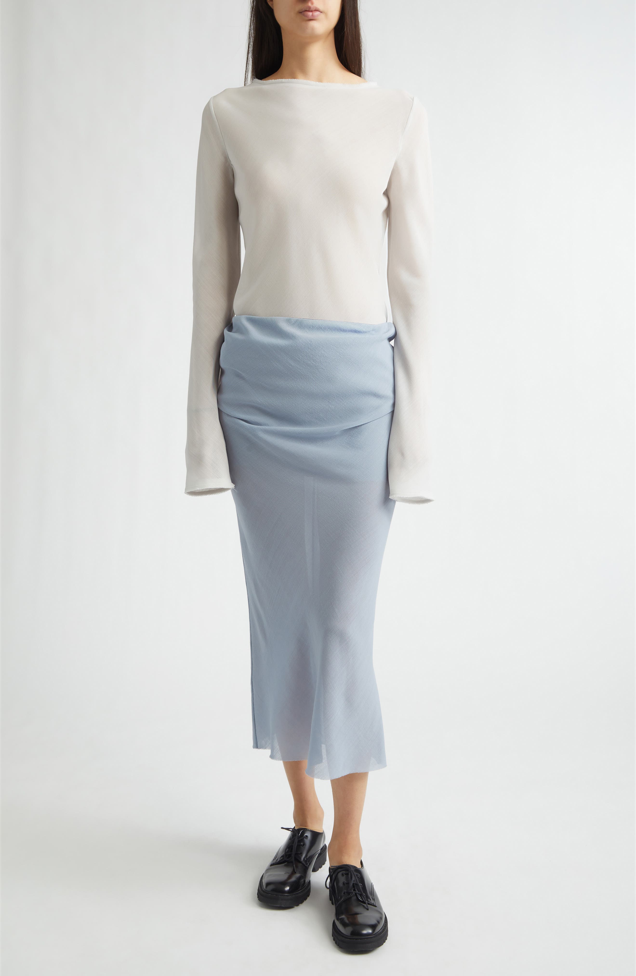 Draped Bias Cut Wool Skirt - image 2