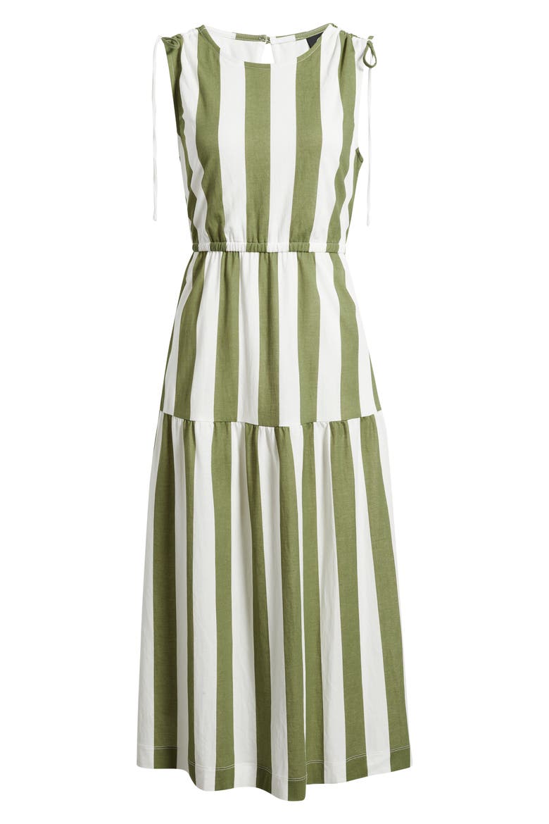 Stripe Sleeveless Midi Dress, Alternate, color, SPHAGNUM/ IVORY STRIPE
