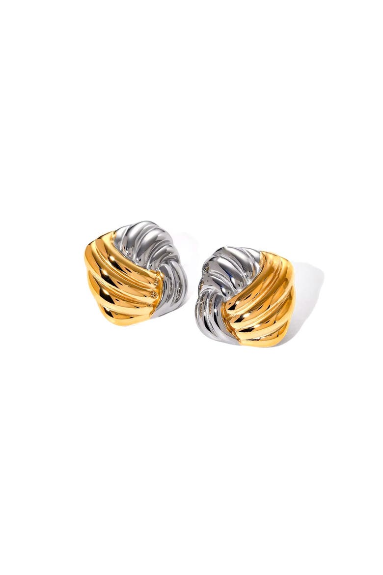 Two Tone Modern Earring, Main, color, Gold