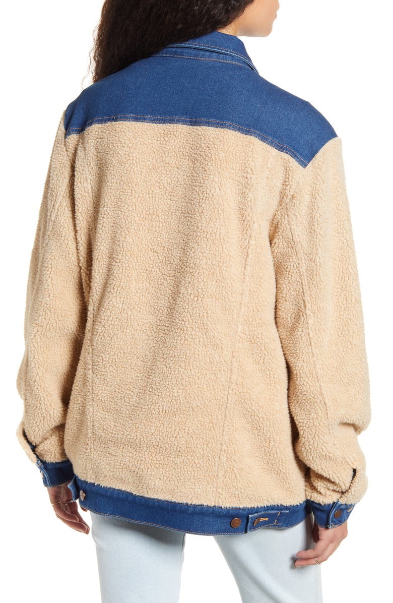 Wrangler Oversized Faux Shearling & Denim Jacket, Alternate, color, 