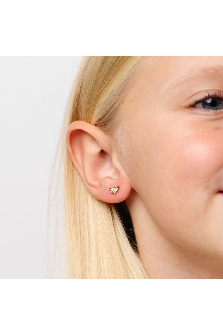 Paper Airplane Stud Earrings, Alternate, color, White