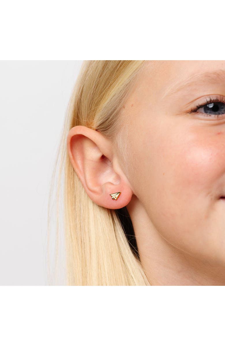 Pip Pop Paper Airplane Stud Earrings, Alternate, color, White