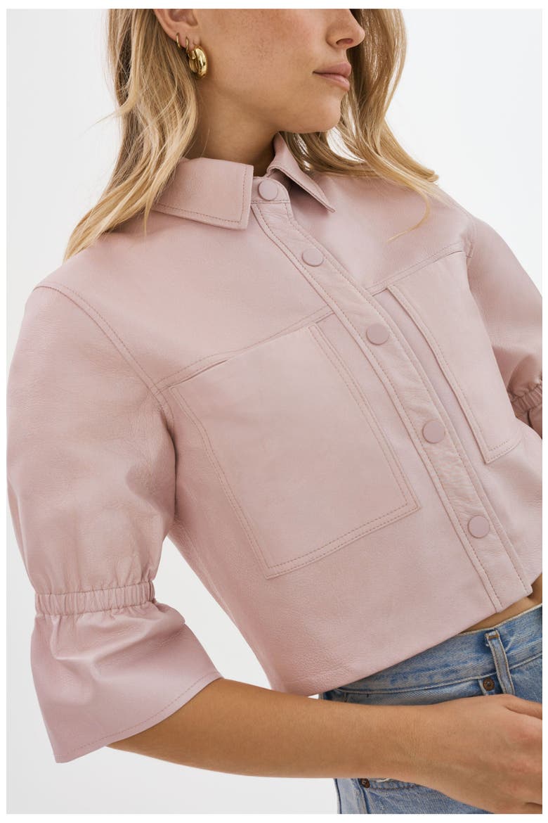 Carolina | Leather Ruffle Sleeve Jacket, Alternate, color, Rose