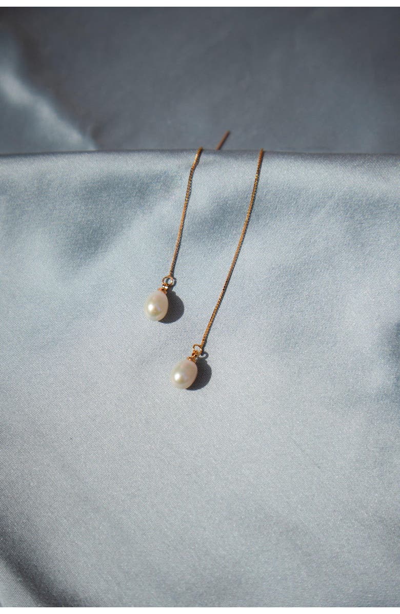 seree Lilith pearl thread earrings, Alternate, color, White