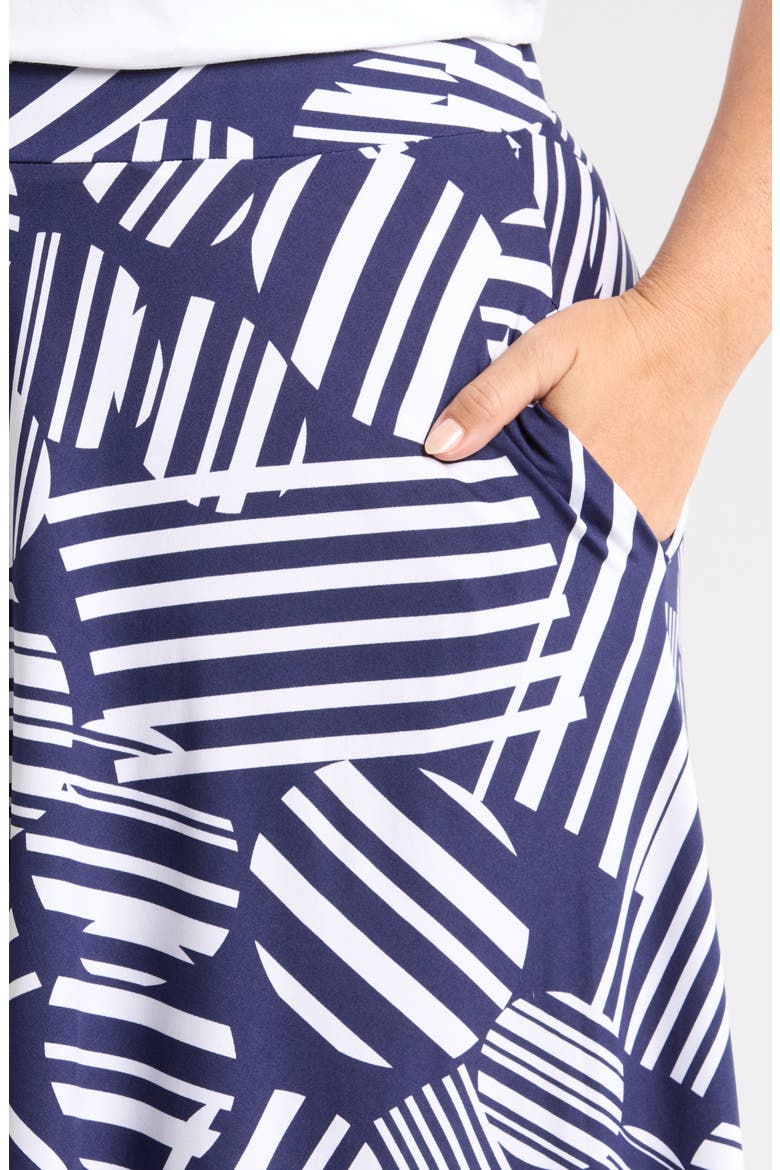 Geometric Print Midi Skirt, Alternate, color, NAVY MULTI
