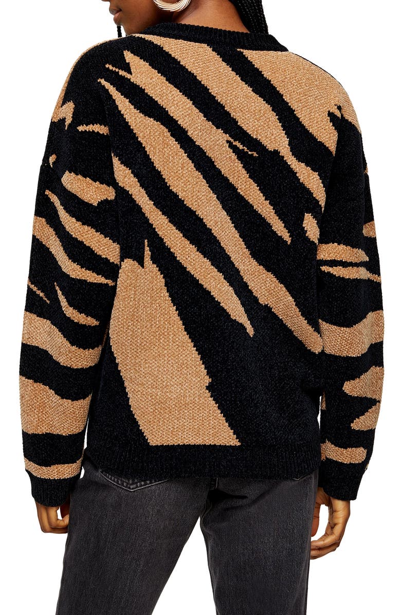 Topshop Abstract Stripe Chenille Sweater, Alternate, color, 