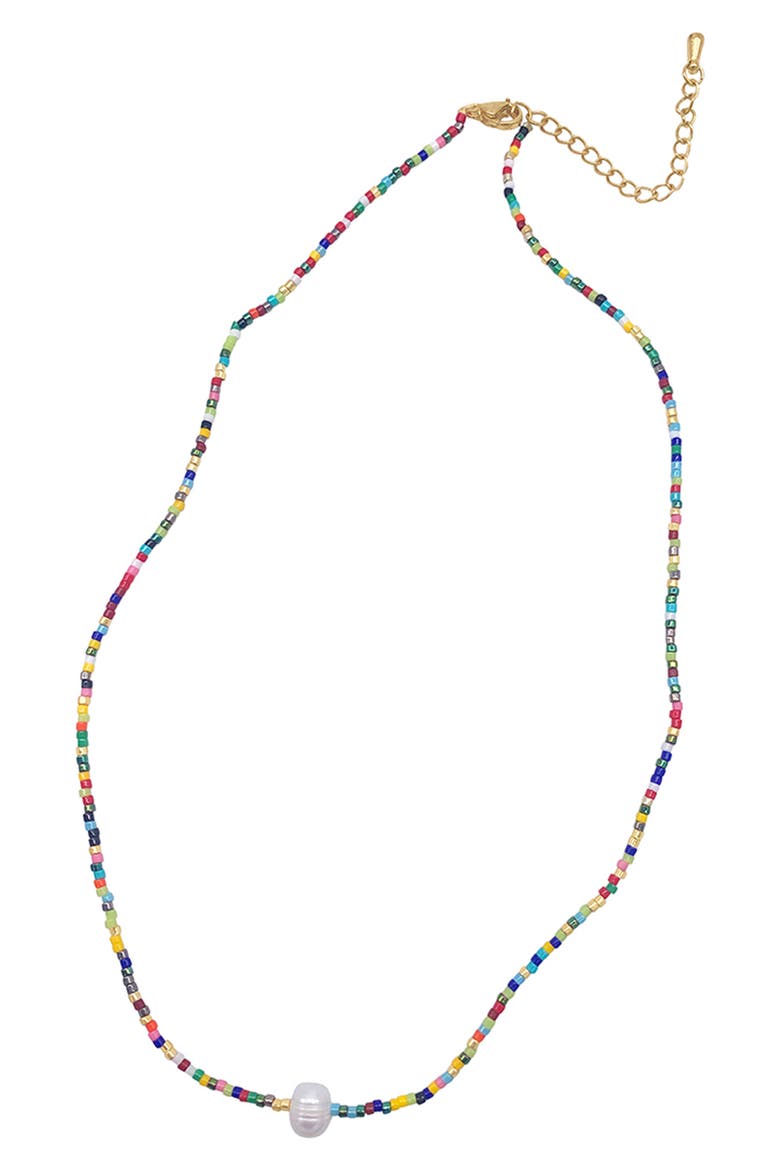 14K Yellow Gold Plated 6mm Freshwater Pearl Beaded Necklace, Alternate, color, WHITE