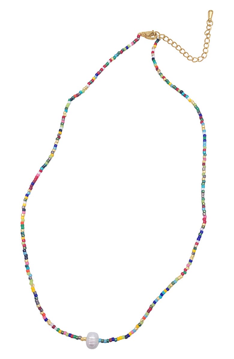 Adornia 14K Yellow Gold Plated 6mm Freshwater Pearl Beaded Necklace, Alternate, color, 