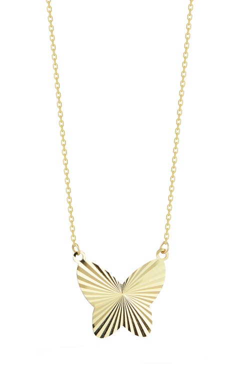 Textured Butterfly Pendant Necklace