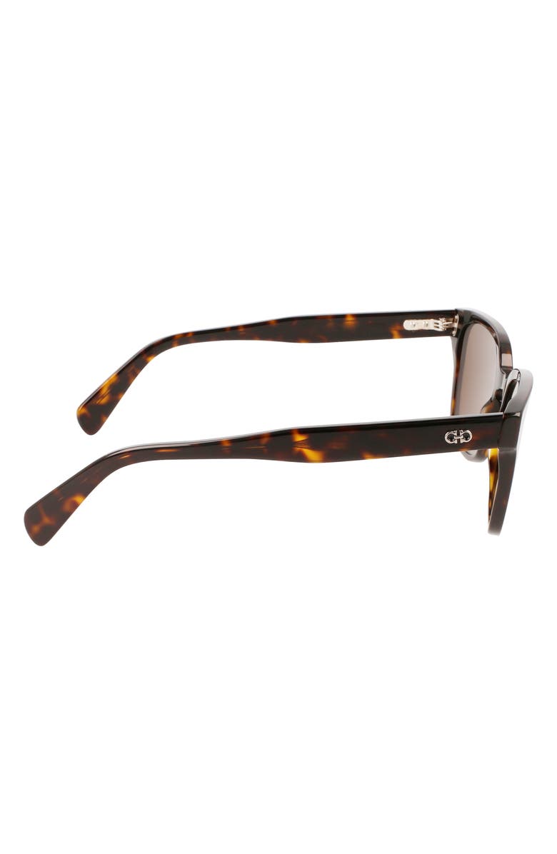 FERRAGAMO Gancini 55mm Rectangular Sunglasses, Alternate, color, Tortoise