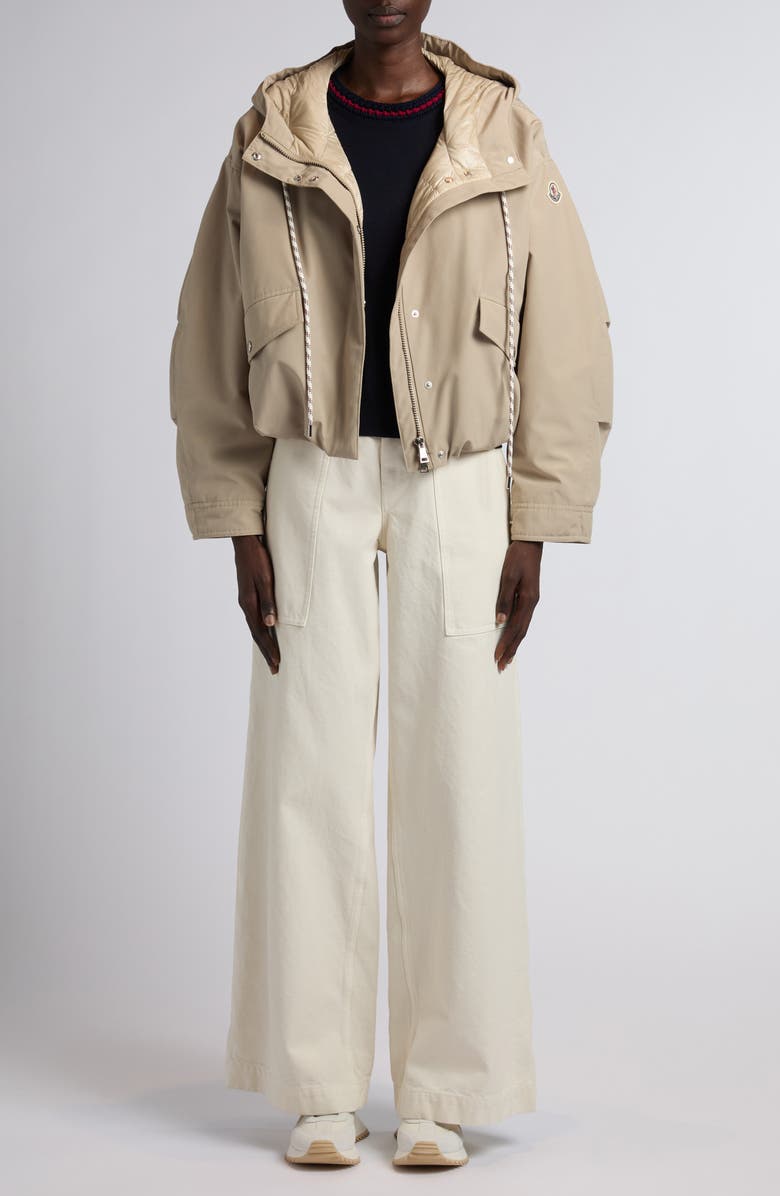 Moncler Eucalyptus Hooded Down Jacket, Alternate, color, Neutral