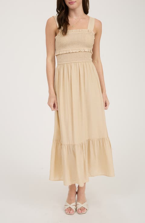 Bow Tie Smocked Midi Sundress