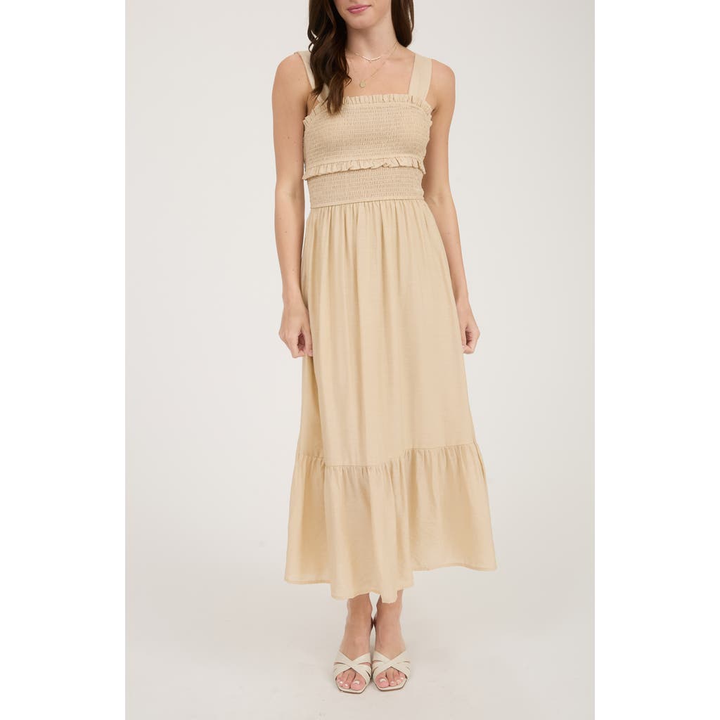 BLU PEPPER BLU PEPPER BOW TIE SMOCKED MIDI SUNDRESS
